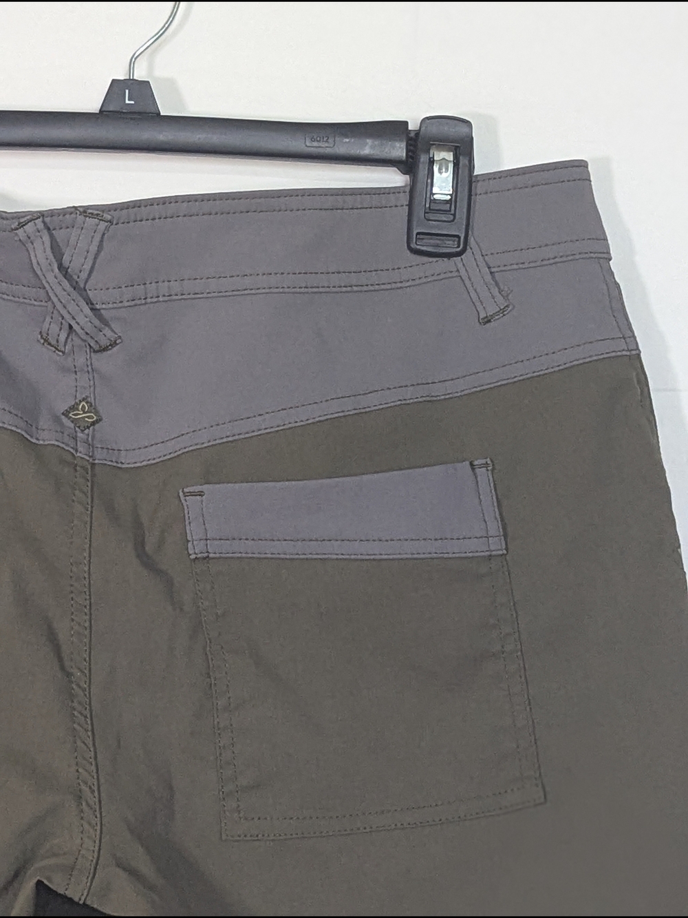 PrAna Women's Hiking Shorts Size 10 Gray Olive Stretch Outdoor Trail Casual - Picture 11 of 12
